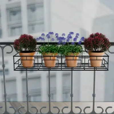 Picture of Metal Grill Rack Hanging Planter Pot 36×8×4 inches-1 Pc(Black)