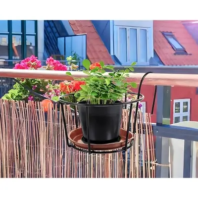 Picture of Metal Grill Rack Hanging Planter Pot 11inches-1 Pcs. (Black)