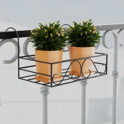Picture of Metal Grill Rack Hanging Planter Pot 15x8x4 inches -1 Pcs. (Black)