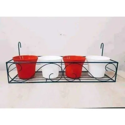 Picture of Metal Grill Rack Hanging Planter Pot 24x8x4 inches -1 Pcs. (Black)