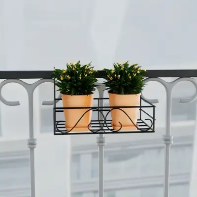 Picture of Metal Grill Rack Hanging Planter Pot 15x8x4 inches -1 Pcs. (Black)