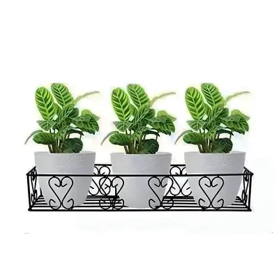 Picture of Metal Grill Rack Hanging Planter Pot 24x8x4 inches -1 Pcs. (Black)