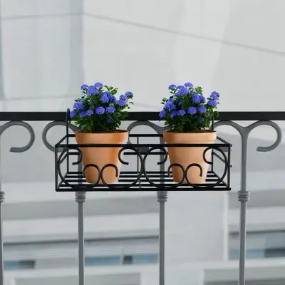 Picture of Metal Grill Rack Hanging Planter Pot 15x8x4 inches -1 Pcs. (Black)