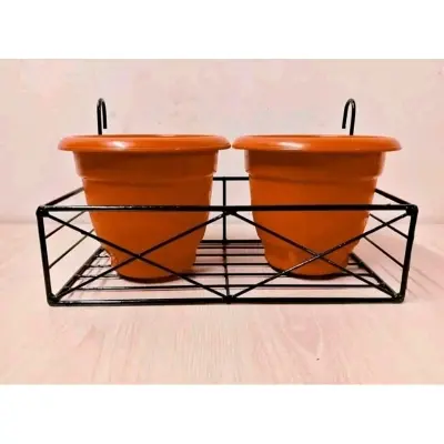 Picture of Metal Grill Rack Hanging Planter Pot 15x8x4 inches -1 Pcs. (Black)