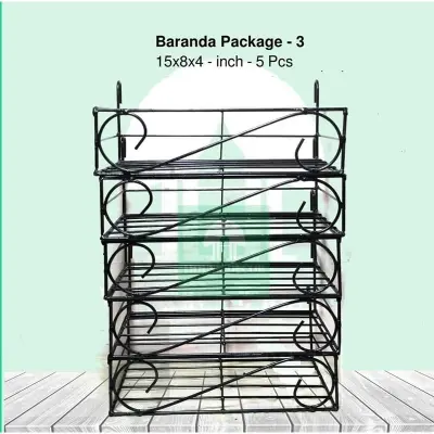 Picture of Metal Grill Rack Hanging Planter Pot 15x8x4 inches - 5 Pcs. (Black)