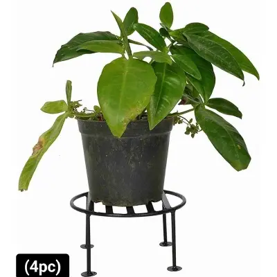 Picture of Flower Pot Stand Plant Stand round set of 4 plant container set (pack of 4) (Black)