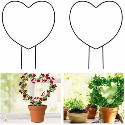 Picture of Black HEART & Circle SHAPE GARDEN Climbing Plant STAKES SET OF 2 (Black)