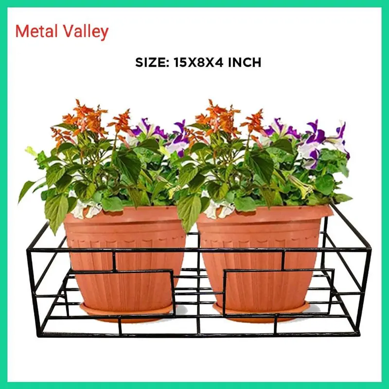 Picture of Metal Grill Rack Hanging Planter Pot 15x8x4 inches -1 Pcs (Black)