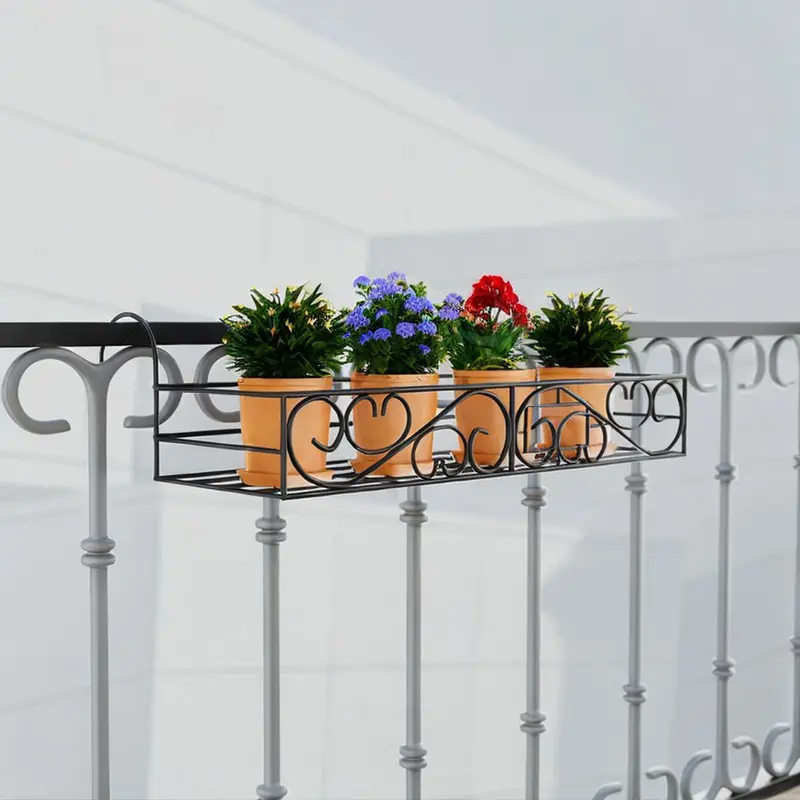 Picture of Metal Grill Rack Hanging Planter Pot 36x8x4 inches -1 Pc(Black)