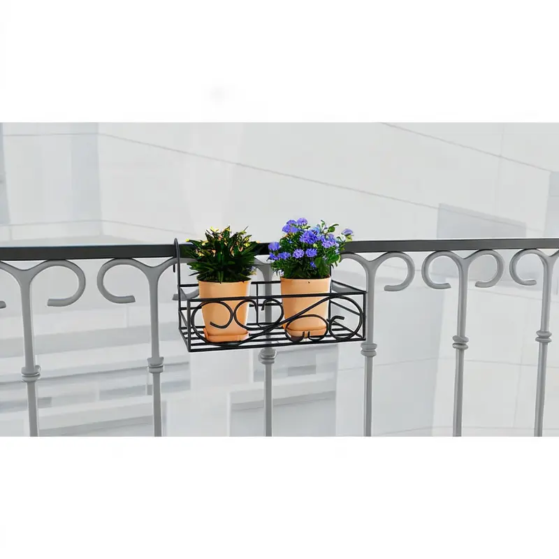 Picture of Metal Grill Rack Hanging Planter Pot 15x8x4 inches -1 Pcs (Black)