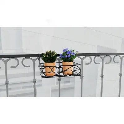 Picture of Metal Grill Rack Hanging Planter Pot 15x8x4 inches -1 Pcs (Black)