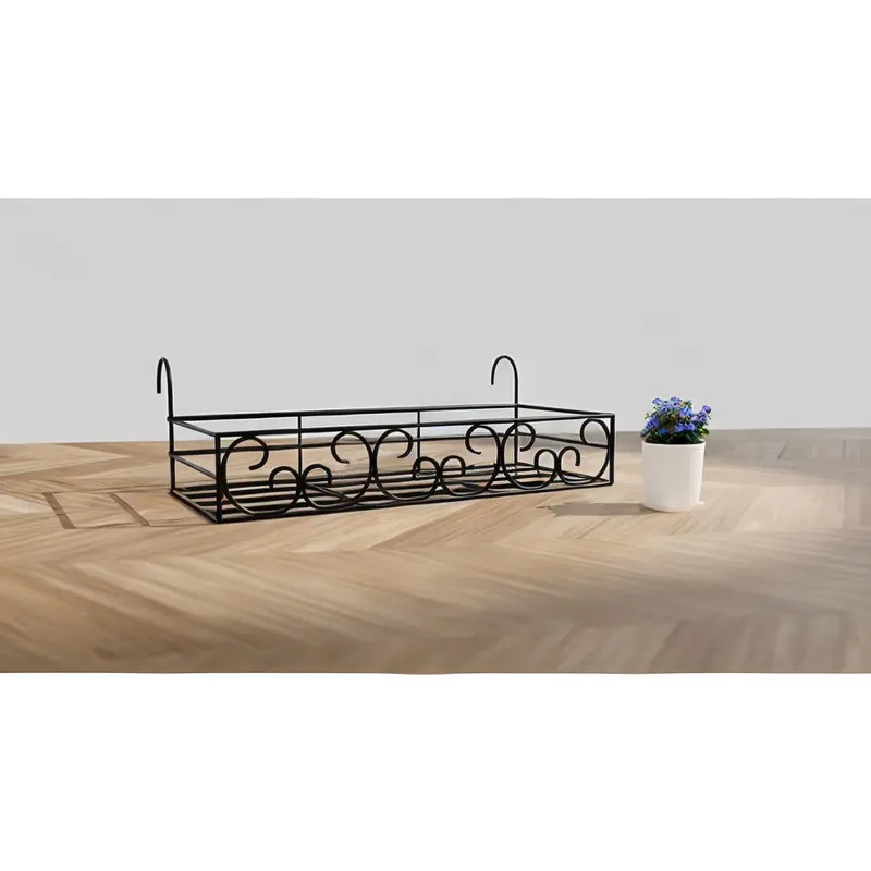 Picture of Metal Grill Rack Hanging Planter Pot 24×8×4 inches-1 Pcs. (Black)