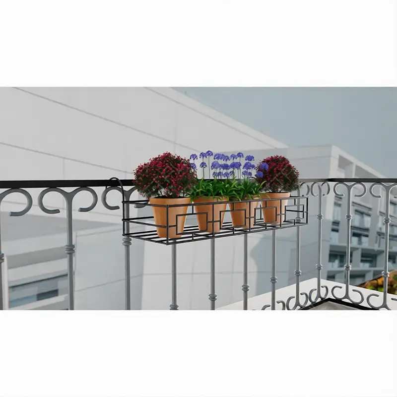 Picture of Metal Grill Rack Hanging Planter Pot 36×8×4 inches-1 Pc(Black)