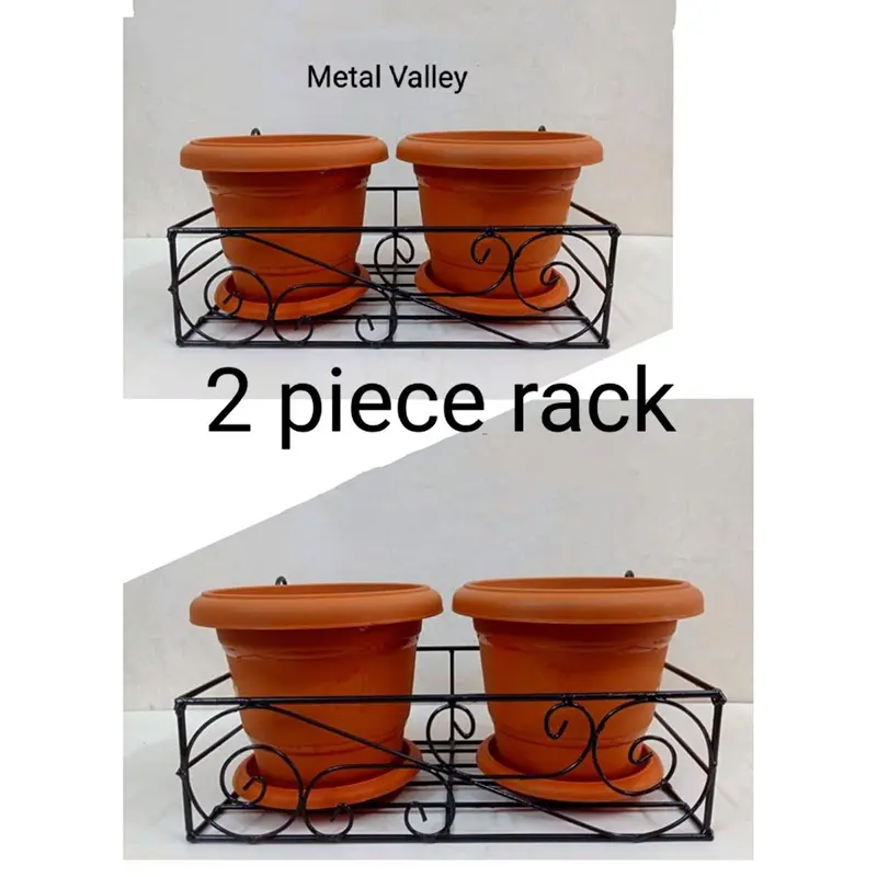 Picture of Metal Grill Rack Hanging Planter Pot 15x8x4 inches -2 Pcs. (Black)