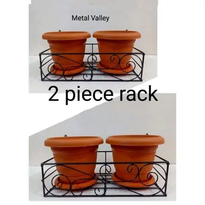Picture of Metal Grill Rack Hanging Planter Pot 15x8x4 inches -2 Pcs. (Black)
