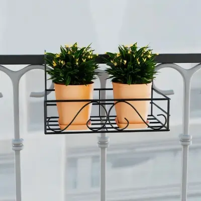 Picture of Metal Grill Rack Hanging Planter Pot 15x8x4 inches -1 Pcs. (Black)