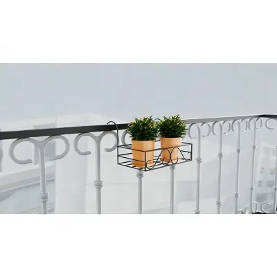 Picture of Metal Grill Rack Hanging Planter Pot 15x8x4 inches -1 Pcs. (Black)
