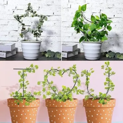 Picture of Creative Metal Garden Trellis for Climbing Plants, Black Coating Rust-Proof Potted Plants Climbing Holder Rack, Plants Support Used for Garden Stem Vine Creeping Decoration (Black)