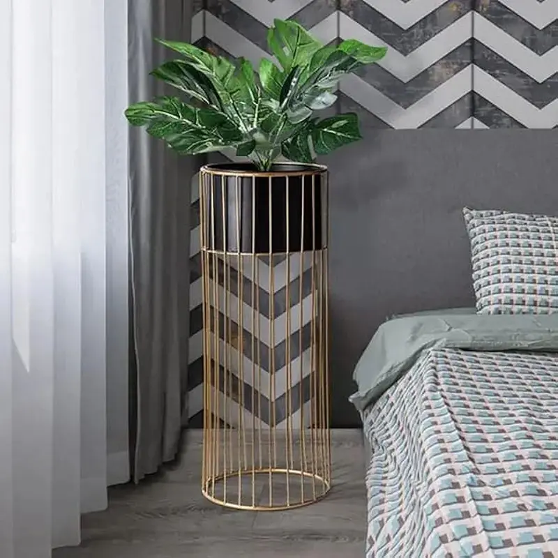 Picture of Metal Planter Stand Gold Stand Indoor Outdoor Home Decor 2 Piece (Golden)