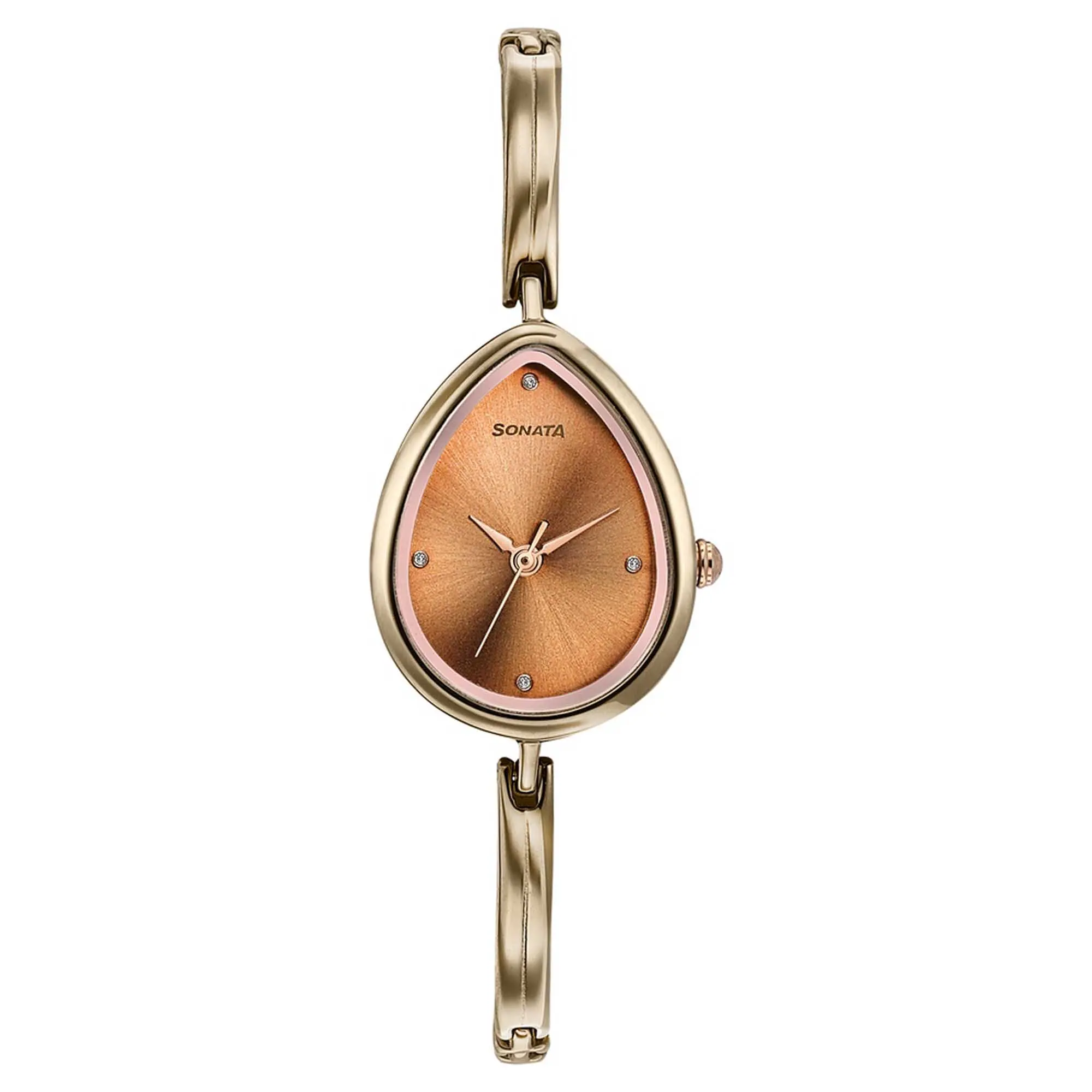 Picture of Sonata Gold Oval Dial Gold Strap Watch For Ladies
