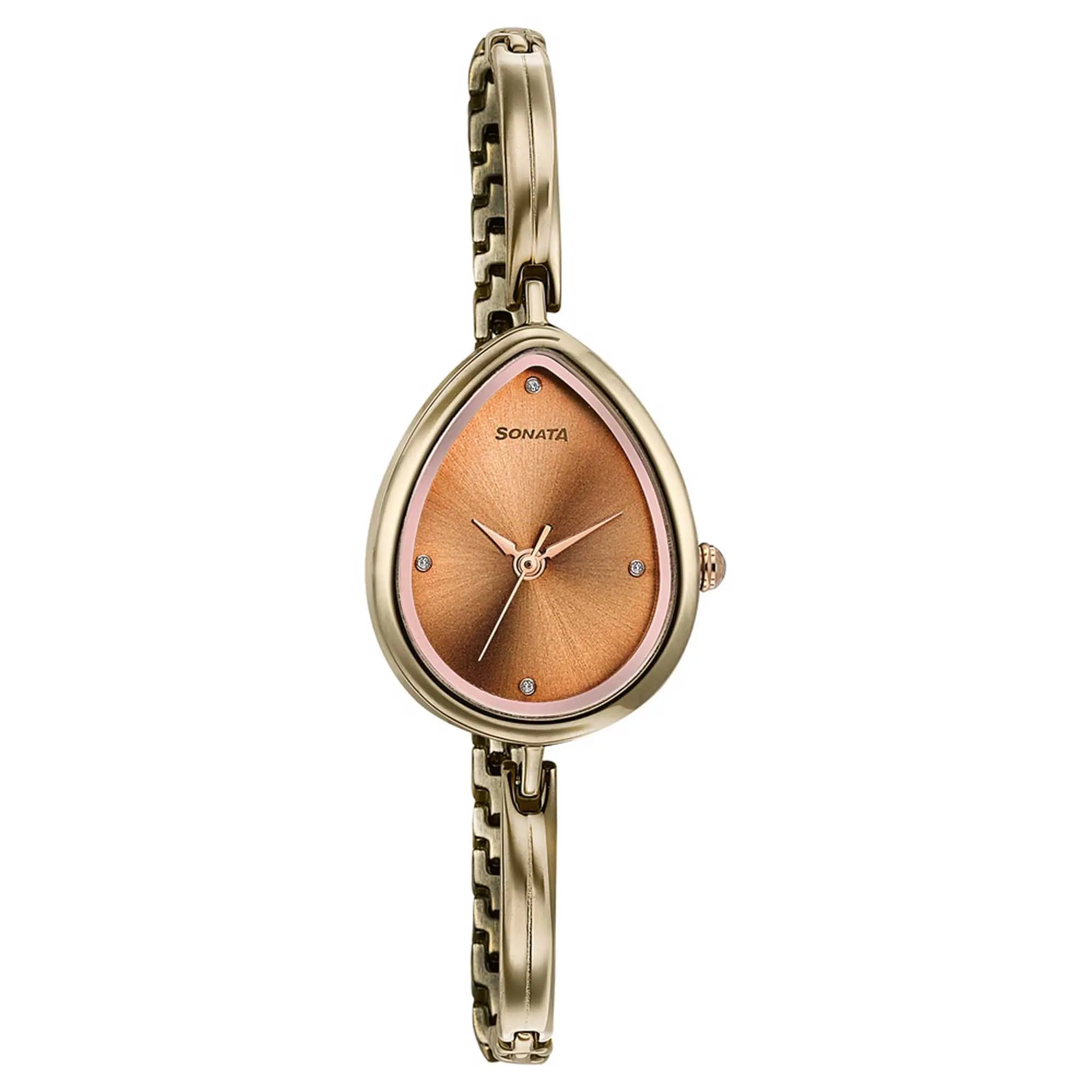 Picture of Sonata Gold Oval Dial Gold Strap Watch For Ladies