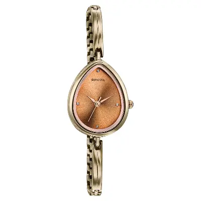 Picture of Sonata Gold Oval Dial Gold Strap Watch For Ladies