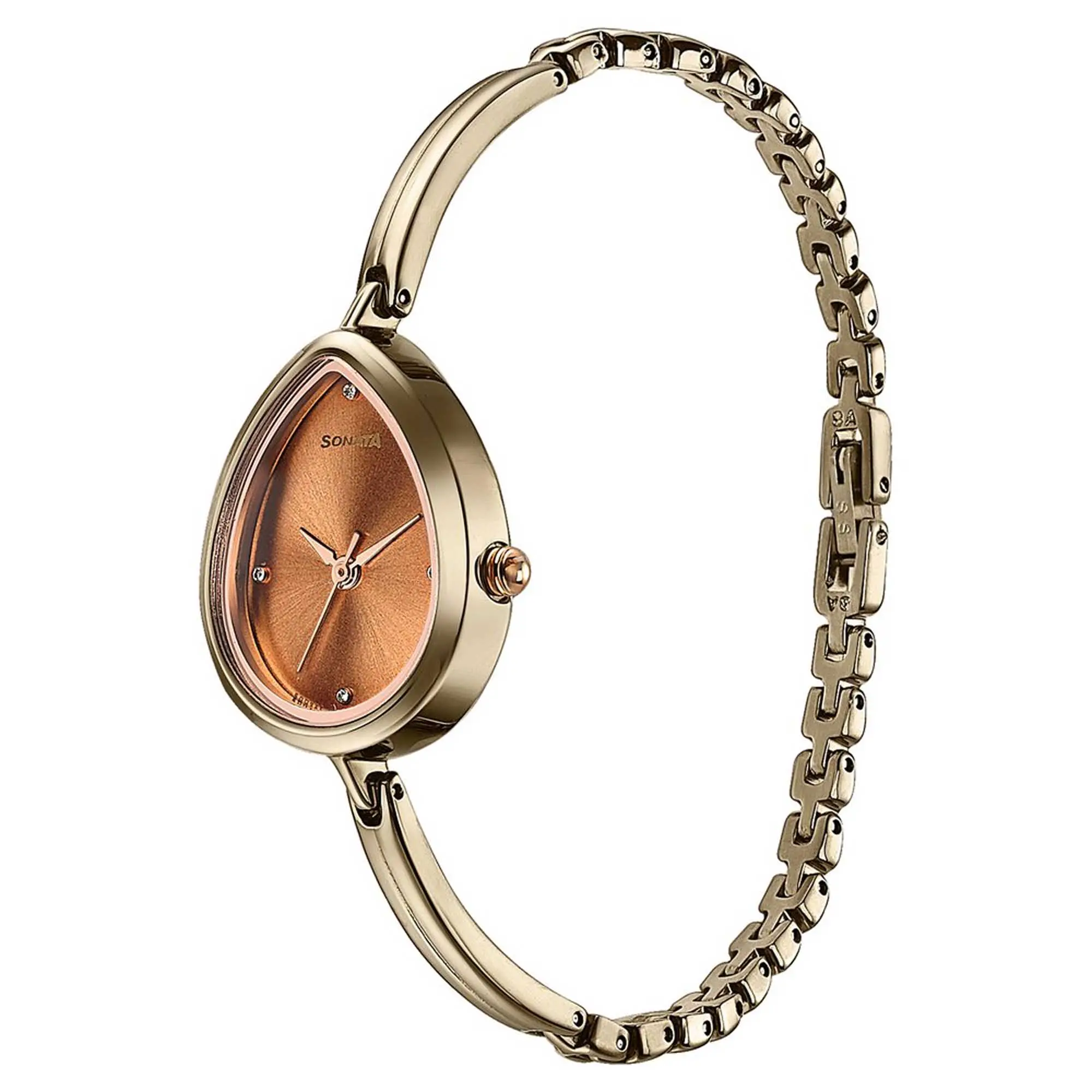 Picture of Sonata Gold Oval Dial Gold Strap Watch For Ladies