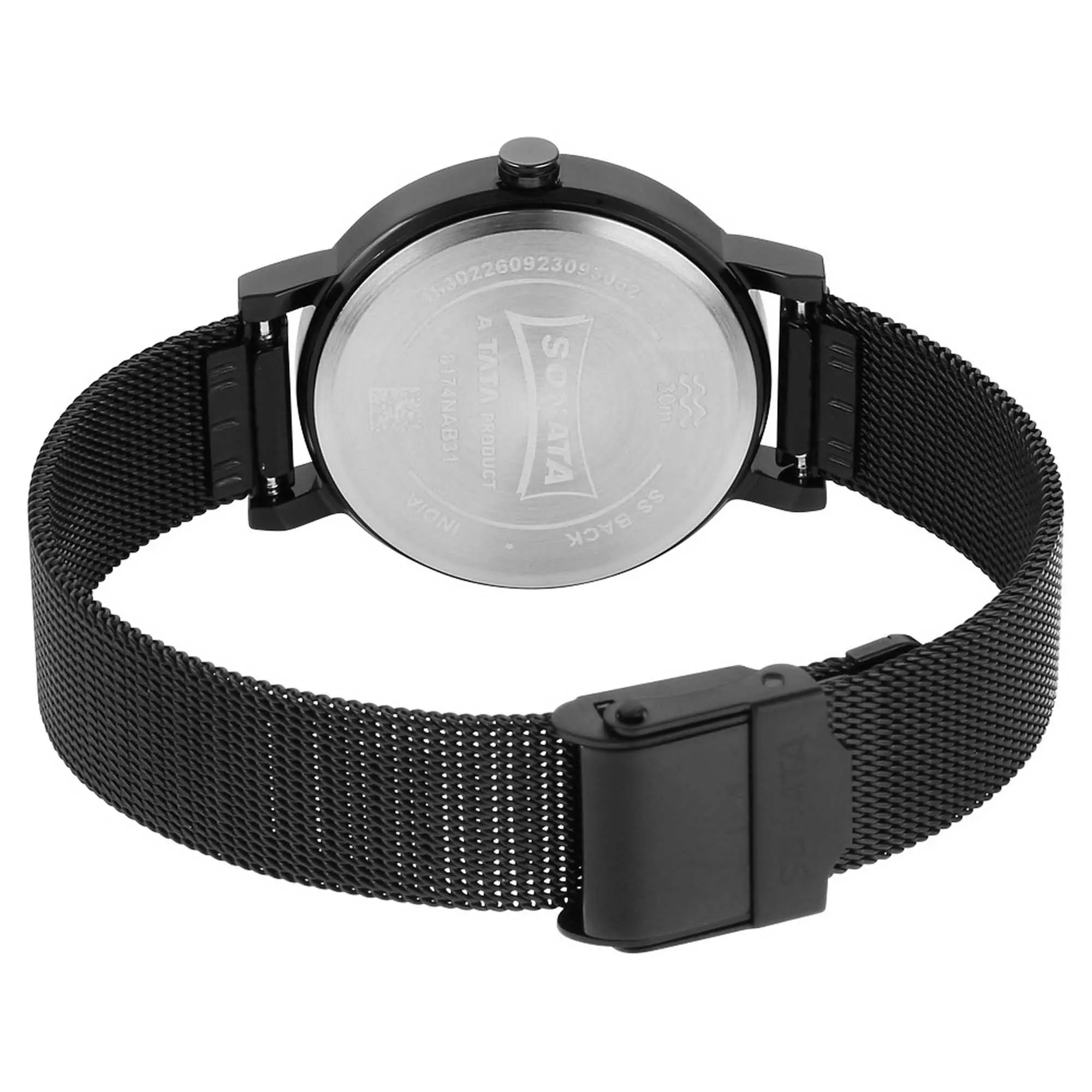Picture of Sonata Black Round Dial Black Strap Watch For Ladies