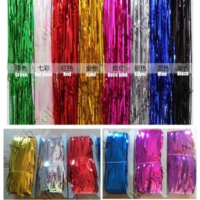 Picture of Foil Metallic Curtain Backdrop For Happy Birthday Party Decoration / Bridal Shower / Wedding / New Year / Background Decorations