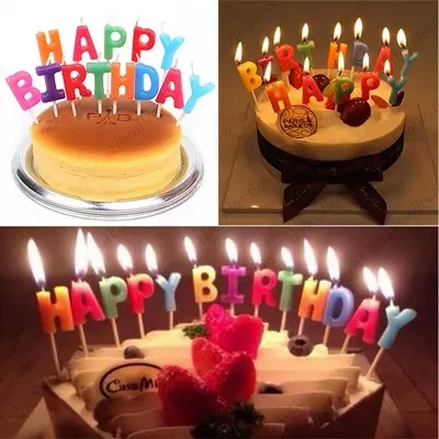 Picture of Happy Birthday Letter Candle For Birthday Cake Decoration - Multicolor