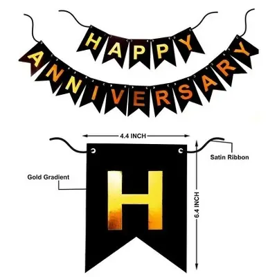 Picture of Happy Anniversary Card Banner for Decorating Room - Black
