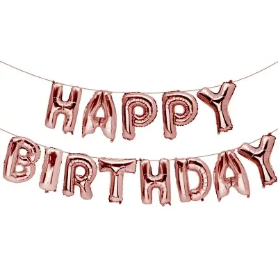 Picture of Rose Gold Happy Birthday Foil Balloon For Birthday Decoration