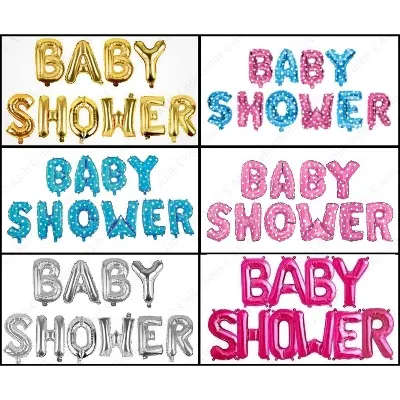 Picture of Baby Shower Balloon Banner, Aluminum Foil Letters Banner Balloons For New Born Celebration Welcome Baby Boy Girl