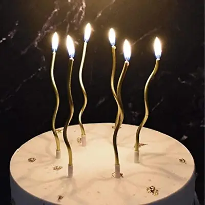 Picture of Metallic Long Spiral Candles with Stand- Pack of 6 - Multicolor