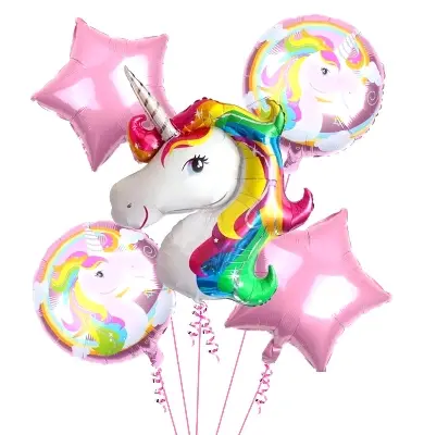 Picture of Unicorn Theme foil/air/Helium Balloons for girls / boys/kids birthday/1st-first Birthday Party Decorations - Multicolor