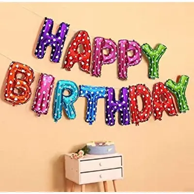 Picture of Happy Birthday Balloons Banner 16 Inch Foil Letters Birthday Ecofriendly Material for Girls Boys Kids & Adults Birthday Decorations - Multicolor