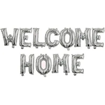 Picture of Welcome Home Balloon Banner Style Balloons Foil Letter Balloon Anniversary Celebration Party Decorations Alphabet Foil Mylar Balloons for Welcome Party Decoration Supply (Silver) - Silver