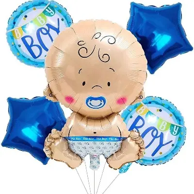 Picture of 5pc Baby Boy Foil Balloon Set Welcome Baby Shower Celebration