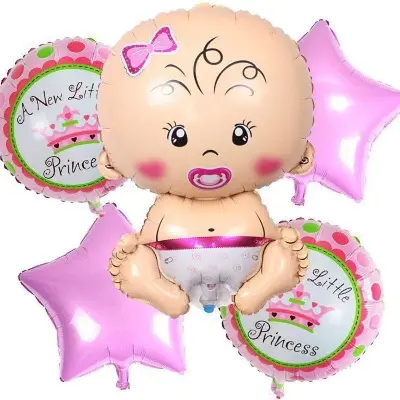 Picture of 5 Pcs Baby Girl Balloon Set, It's a Girl Balloons, Aluminum Foil Balloons, Pink Baby Shower Balloons Foil Balloons, Baby Shower Party Decorations Girl Gender Reveal Girl Birthday Party Decorations Supplies