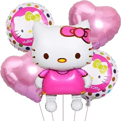 Picture of 5 Pcs Hello Kitty Foil Balloon Pack Themed Birthday Party Balloons for Kids Party Decorations Hello Kitty Design