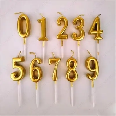 Picture of Metallic Gold Number Candles For Birthday Party Wedding Decoration Reunions Theme Party