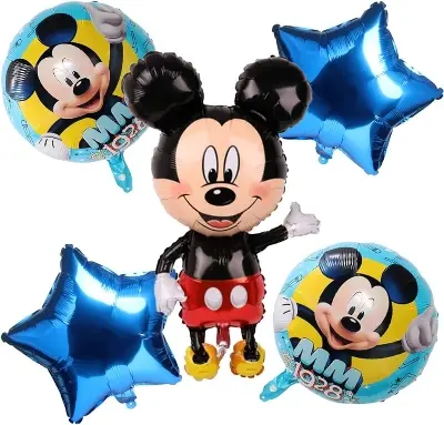Picture of Mickey Mouse Theme 5 Pcs Foil Balloon Set for Party Decoration, Mickey Mouse Balloon for Birthday Celebration