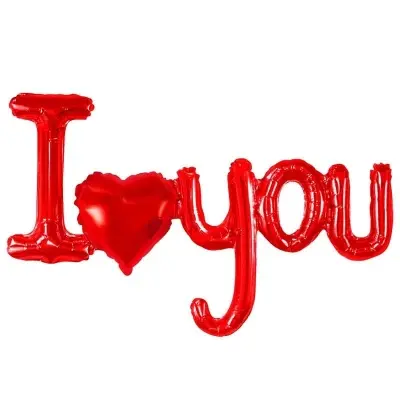 Picture of I Love You Letter Helium Gas Foil Balloon Wedding Anniversary Party Valentine's Day Decoration Happy Birthday Decoration - Red