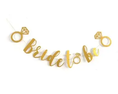 Picture of Bride To Be Banner for Bridal Shower, Engagement Party, Bachelorette Party Decorations - Golden