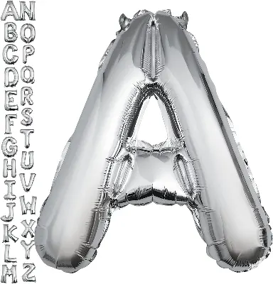 Picture of Silver Letter Balloon, Alphabet Foil Helium Balloons for Birthday Party Celebration Wedding Anniversary Baby Shower Decorations Supplies Alphabet