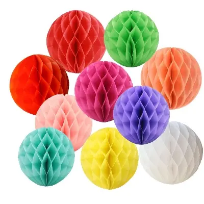 Picture of 5pcs Honeycomb Flower Balls Party Honeycomb Balls Decoration Paper Flower Balls Tissue Paper Flower Ball Pom Poms Ball for Birthday Wedding Home Decor - Multicolor