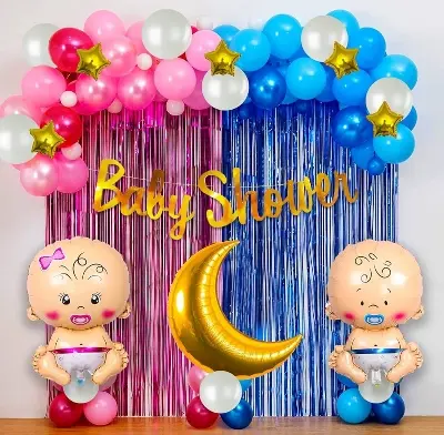 Picture of Baby Shower Balloons Boy Girl Pink Blue Theme Gender Reveal Party Decorations