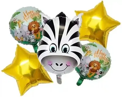 Picture of Animal Foil Balloons | Zebra Foil Balloon | Balloon Decoration for Birthday | Happy Birthday Decoration Kit | Jungle Theme Balloons for Decoration New