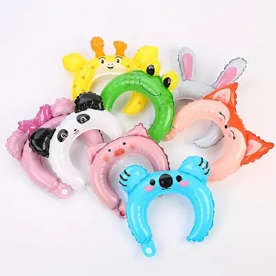 Picture of 5 Pcs  Inflatable Animal Headbands Kids Supplies Aluminum Film Balloon Headband Inflatable Zoo Animal Hair Hoop School For Birthday, Class Party