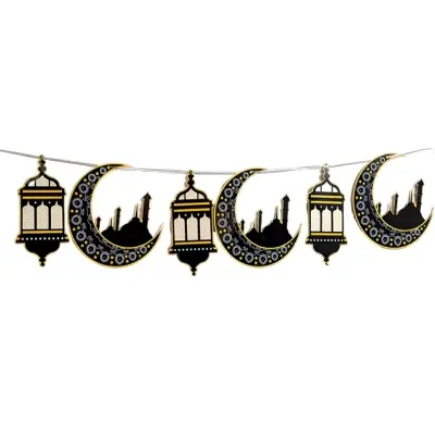 Picture of Eid Mubarak Decor Hanging Tag Eid Ramadan Decoration for Home, Office, Showroom - Black